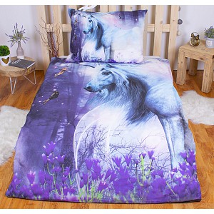 3D bavlněné povlečení Charming Unicorn 140x200+70x90 ve tmě svítí