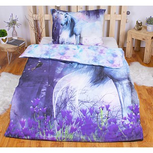 3D bavlněné povlečení Charming Unicorn 140x200+70x90 ve tmě svítí