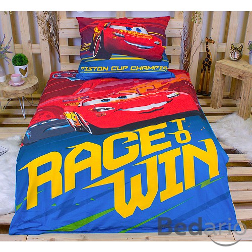 Bavlněné povlečení Cars wins 140x200+70x90 ve tmě svítí