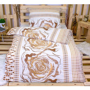 Krepové povlečení ECONOMY 140x200+70x90 Zlaté poupě