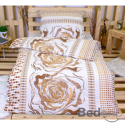 Krepové povlečení ECONOMY 140x200+70x90 Zlaté poupě