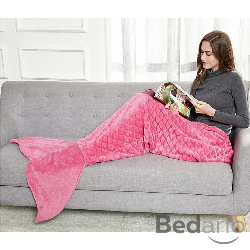 Mikroflanelová televizní deka Mořská panna 140 cm - Fuchsia