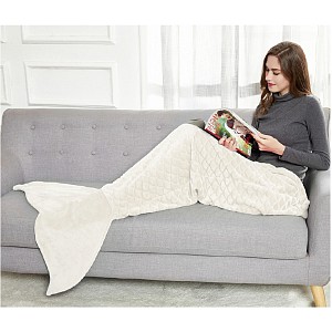 Mikroflanelová televizní deka Mořská panna 140 cm - Béžová