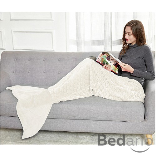 Mikroflanelová televizní deka Mořská panna 140 cm - Béžová