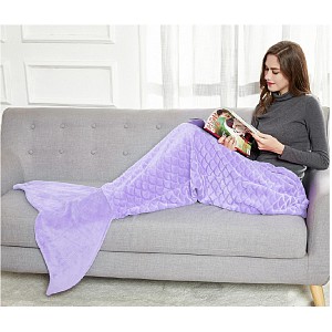 Mikroflanelová televizní deka Mořská panna 140 cm - Lila