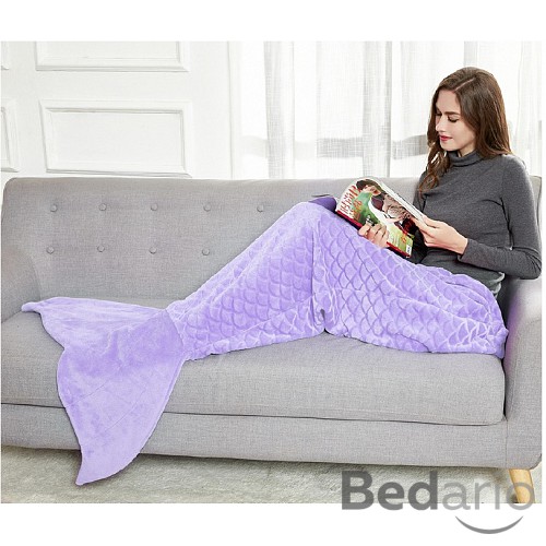 Mikroflanelová televizní deka Mořská panna 140 cm - Lila