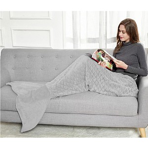 Mikroflanelová televizní deka Mořská panna 140 cm - Šedá