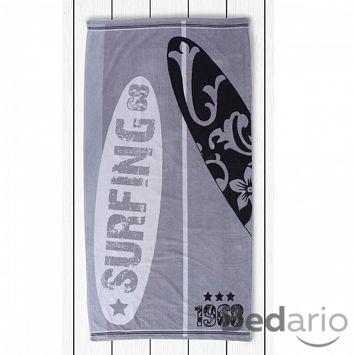 Plážová osuška BEACH 90x180 - Surfing Grey