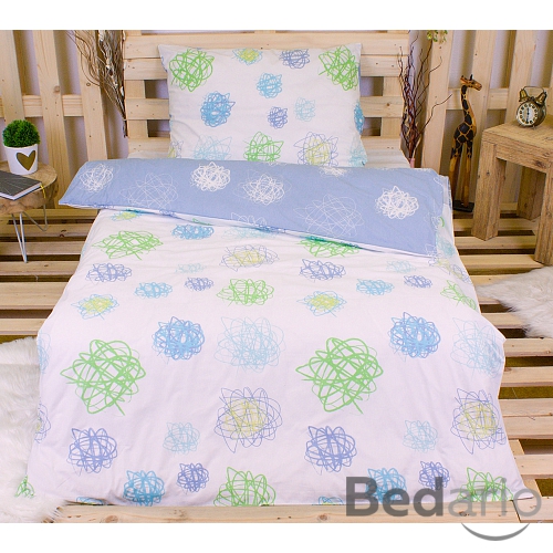 Bavlněné povlečení orbit modro-bílý 140x200+70x90