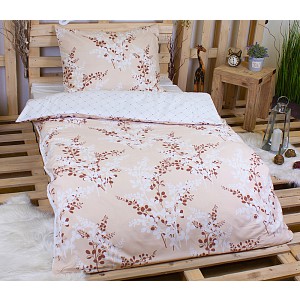 Povlečení mikrovlákno DELUXE 140x200+70x90 Calluna Větvička béžová