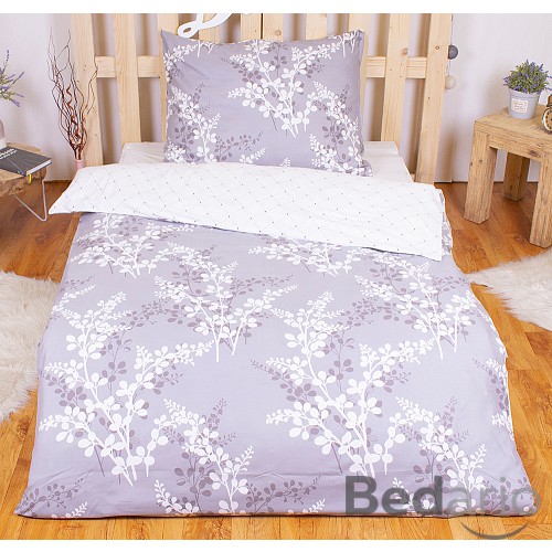 Povlečení mikrovlákno DELUXE 140x200+70x90 Calluna Větvička šedá