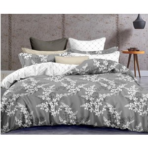 Povlečení mikrovlákno DELUXE 220x200+2x70x90 Calluna Větvička šedá