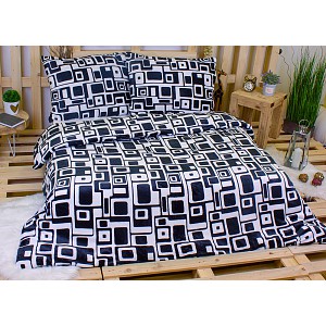 Mikroplyšové povlečení Premium 220x200+2x70x90 Černobílé bludiště