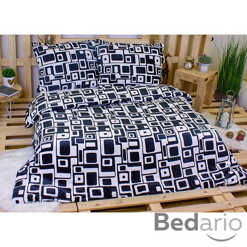 Mikroplyšové povlečení Premium 220x200+2x70x90 Černobílé bludiště