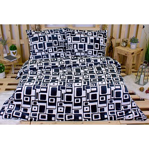 Mikroplyšové povlečení Premium 220x200+2x70x90 Černobílé bludiště