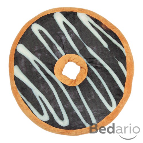 Dekorační plyšový polštářek DONUT 40 cm - Double Choco Dark