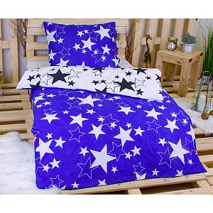 Povlečení 140x200+70x90 Stars - modrobílé