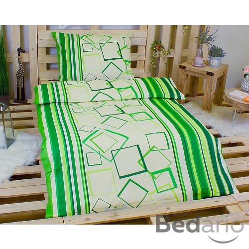 Bavlněné povlečení Zelené čtverce 140x200+70x90