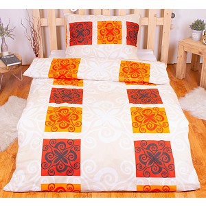 Bavlněné povlečení 140x200+70x90 Orient oranžový