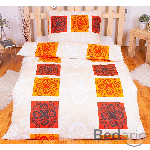 Bavlněné povlečení 140x200+70x90 Orient oranžový
