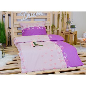 Bavlněné povlečení 140x200+70x90 Fialové kvítí