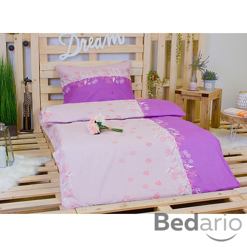 Bavlněné povlečení 140x200+70x90 Fialové kvítí