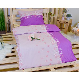 Bavlněné povlečení 140x200+70x90 Fialové kvítí