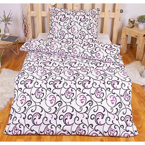 Povlečení mikrovlákno 140x200+70x90 Orient bílý s fialovou