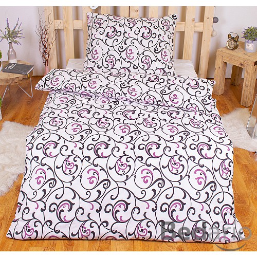 Povlečení mikrovlákno 140x200+70x90 Orient bílý s fialovou