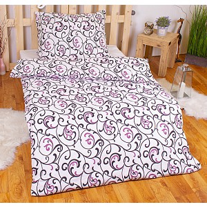 Povlečení mikrovlákno 140x200+70x90 Orient bílý s fialovou