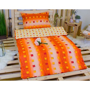 Bavlněné povlečení 140x200+70x90 Oranžové kostičky