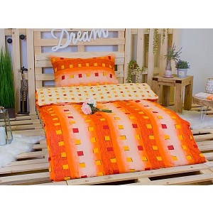 Bavlněné povlečení 140x200+70x90 Oranžové kostičky
