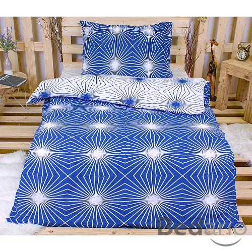 Krepové povlečení Paprsek modrý 140x200+70x90