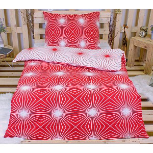 Krepové povlečení Paprsek červený 140x200+70x90