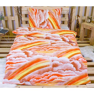 Krepové povlečení Clouds hnědé 140x200+70x90