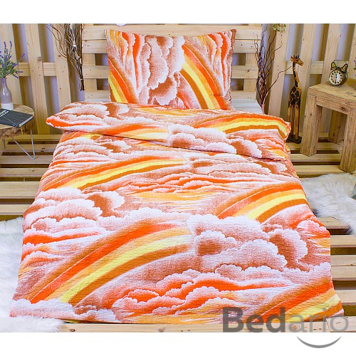 Krepové povlečení Clouds hnědé 140x200+70x90