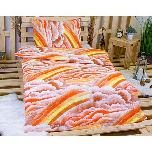 Krepové povlečení Clouds hnědé 140x200+70x90