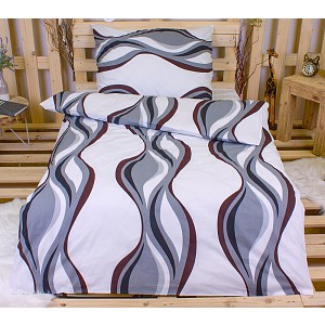 Bavlněné povlečení 140x200+70x90 Hnědošedé vlnky