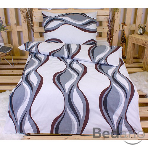 Bavlněné povlečení 140x200+70x90 Hnědošedé vlnky