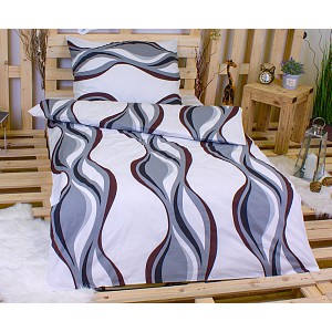 Bavlněné povlečení 140x200+70x90 Hnědošedé vlnky