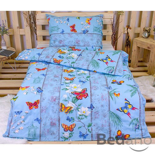 Bavlněné povlečení 140x200+70x90 Motýl modrý