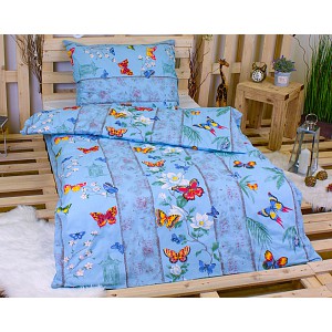 Bavlněné povlečení 140x200+70x90 Motýl modrý