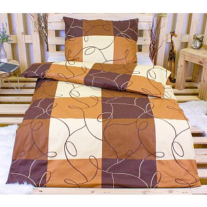 Bavlněné povlečení 140x200+70x90 Šachy béžovohnědé