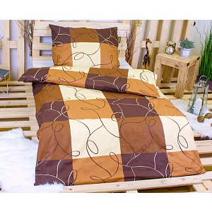 Bavlněné povlečení 140x200+70x90 Šachy béžovohnědé