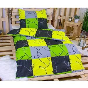 Bavlněné povlečení 140x200+70x90 Limetkové šachy