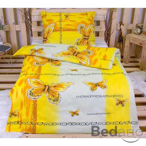 Bavlněné povlečení 140x200+70x90 Yellow butterfly