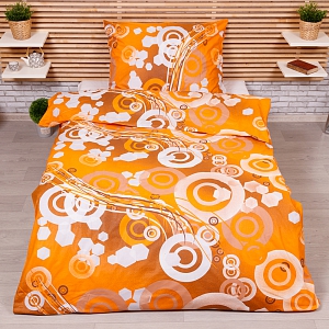 Bavlněné povlečení kruhy oranžové 140x200+70x90
