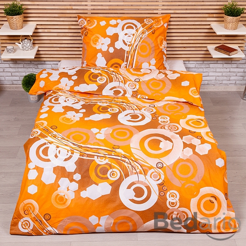 Bavlněné povlečení kruhy oranžové 140x200+70x90