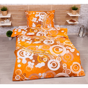 Bavlněné povlečení kruhy oranžové 140x200+70x90
