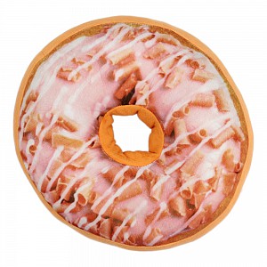 Dekorační plyšový polštářek DONUT 40 cm - Jahodová poleva s hoblinami